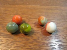 5 SHOOTER blue, green brown vitro agate caged shooter cateye