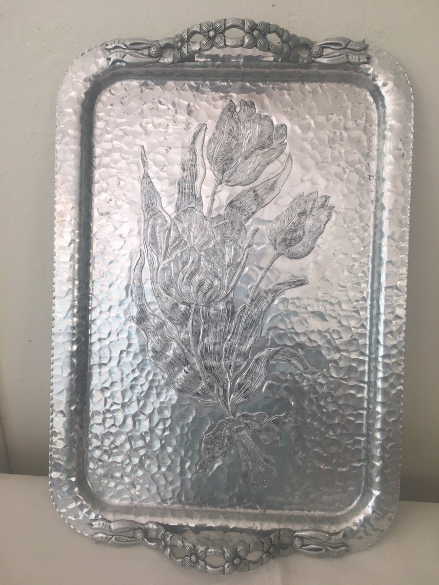 Vintage Hammered Aluminum Tray - Hand Wrought Creations by Rodney