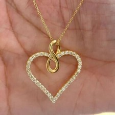 2 Ct Round Cut Lab-Created Diamond Women's Heart Pendant 14K Yellow Gold Plated