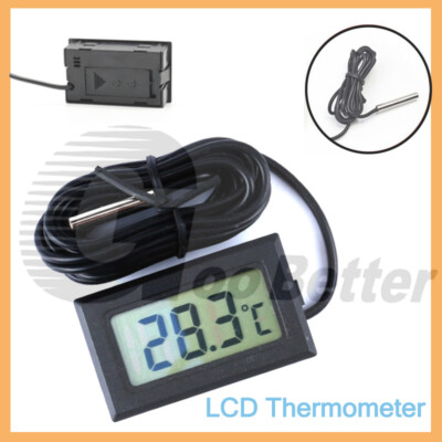 mini Thermometer Temperatur Anzeige mit Fühler Digital 2m Kabel LCD Thermometer