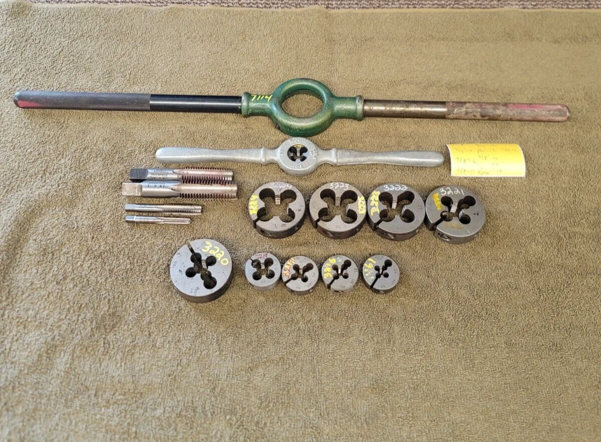 Greenfield GTD Roco Tap Die Set Sae 1 3 4 5 8 9 16 1 2 3 8 1 4 5 16 8 10 6 14 18