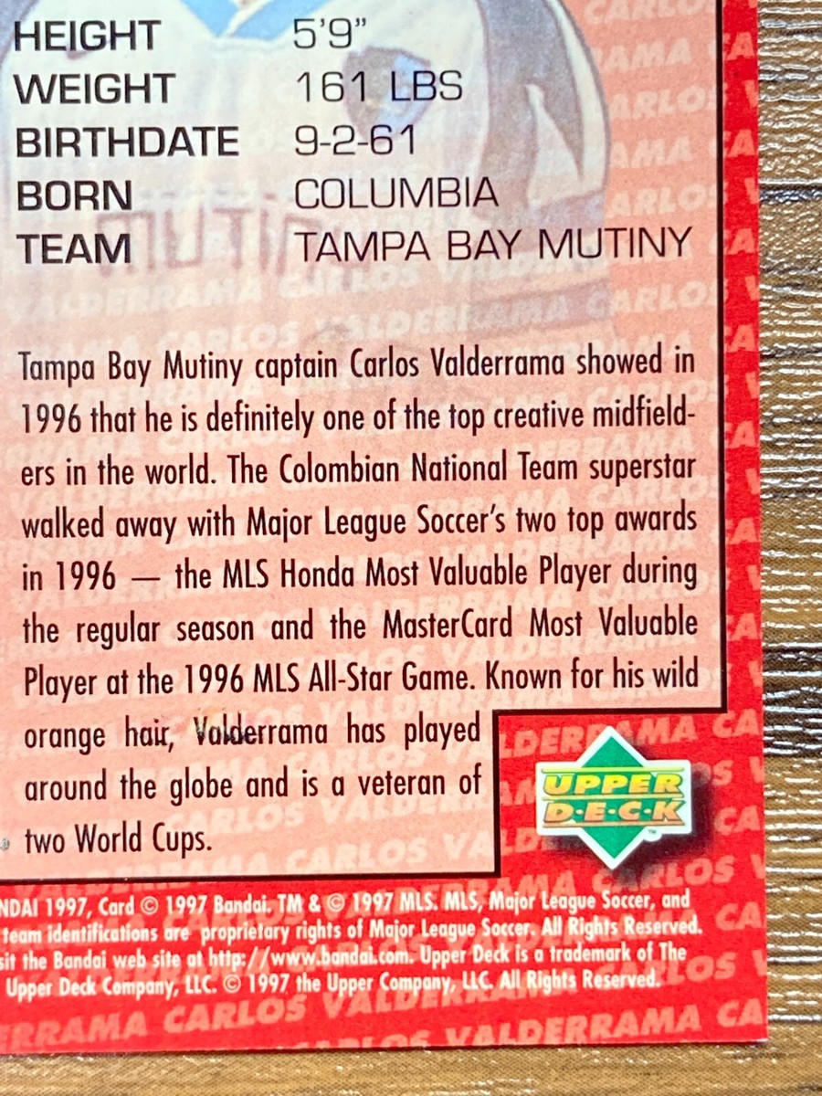Upper Deck Bandai MLS Card 1997 Carlos Valderrama Tampa Bay Munity