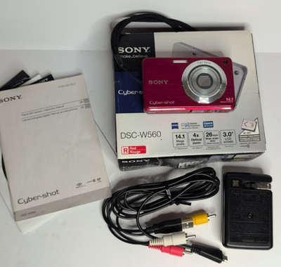 Sony Cyber-shot DSC-W560 14.1MP Digital Camera Red 1080HD USB/AV Tested