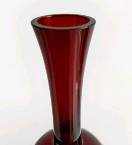 Vintage Empoli 31cm Ruby Red Art Glass Vase Heavy 1kg - Picture 6 of 9
