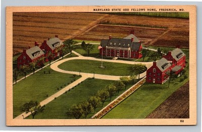 MD Odd Fellows Home Frederick Linen Postcard Marken & Bielfeld Vintage Aerial