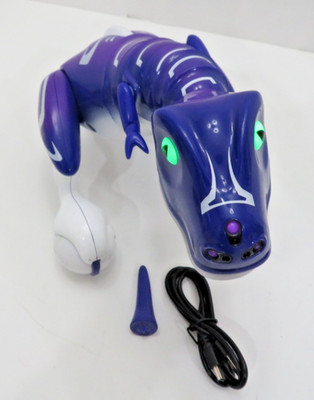 Zoomer Dino Purple T-Rex Dinosaur Robot Works w/New Charging Cord NO REMOTE TAIL