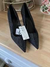 Marks And Spencer M&S Ladies Black Sparkly Shoes Size 6 Brand-New Insolia