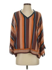 Marc New York Andrew Marc Women Brown 3/4 Sleeve Blouse S