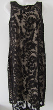 Wallis dress ladies 12 sleeveless fitted straight pencil dress black & Nude lace