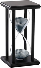 Wood Hourglass 30 Minute, Black Wooden Stand Sand Timer Clock, Black Sand Watch