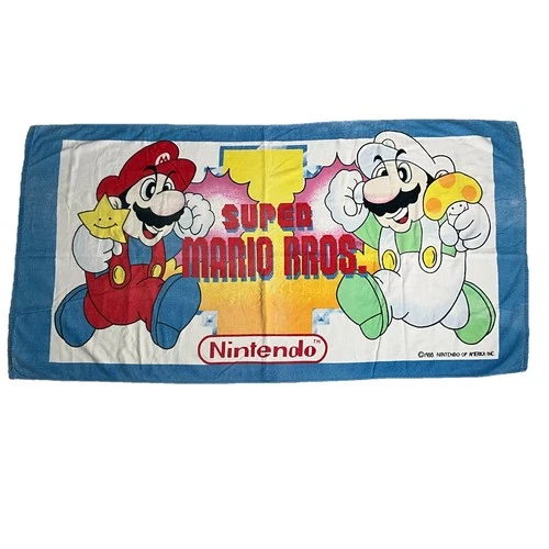 VTG 80s 1988 Nintendo Super Mario Bros Beach Towel Retro Approx. 56”x 30”