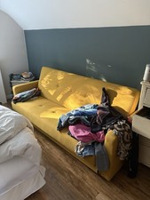 Laurie Yellow Velvet 3 Seater Click Clack Sofa Bed Mustard