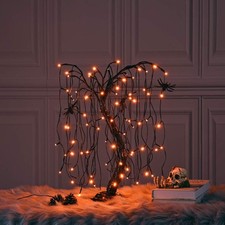 24-inch Halloween Willow Tree LED Spooky Bonsai Night Light,80 LED Lights, Ba...
