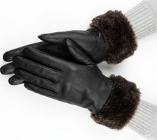 Womens Black Leather Driving Gloves