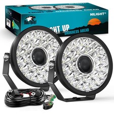 Nilight 9 Inch LED Offroad Driving Lights with DRL 2 PCS 160 W Round Hyper Sp...