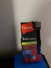 NEW MEN'S SIZE SMALL 28-30 HANES 3 PK X-TEMP PERFORMANCE STRETCH BOXER BRIEFS