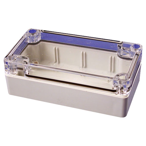 Hammond Watertight PC Enclosure Clear Lid 120 x 65 x 40mm Grey