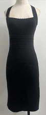 Rouje Paris Women Backless Knit Shaping Midi Dress Kasia Noir Black Dress Sz 38