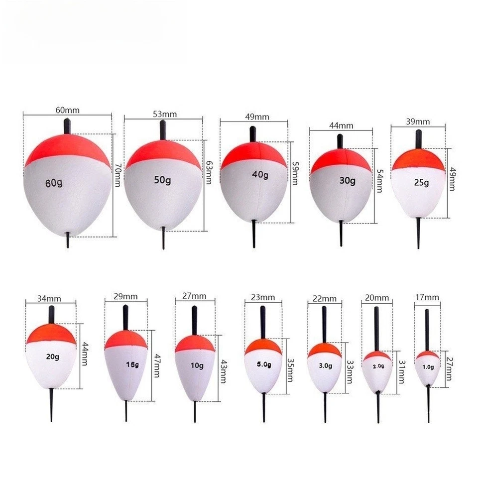 Lot de 10 bouées bouées de pêche en mousse EVA rouge blanc pour eau douce et - Photo 1/4