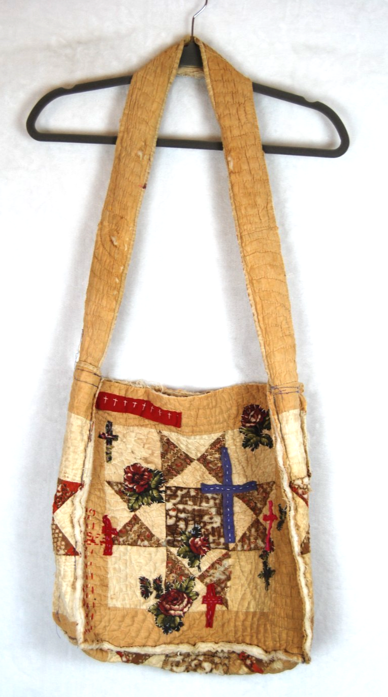 Upcycled  Handmade Vintage Patchwork Appliqued Cotton Tattered Quilted Tote bag