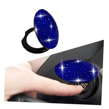 Bling Car Push Start Button Cover, Anti Scratch Rhinestone Decal, Crystal Blue