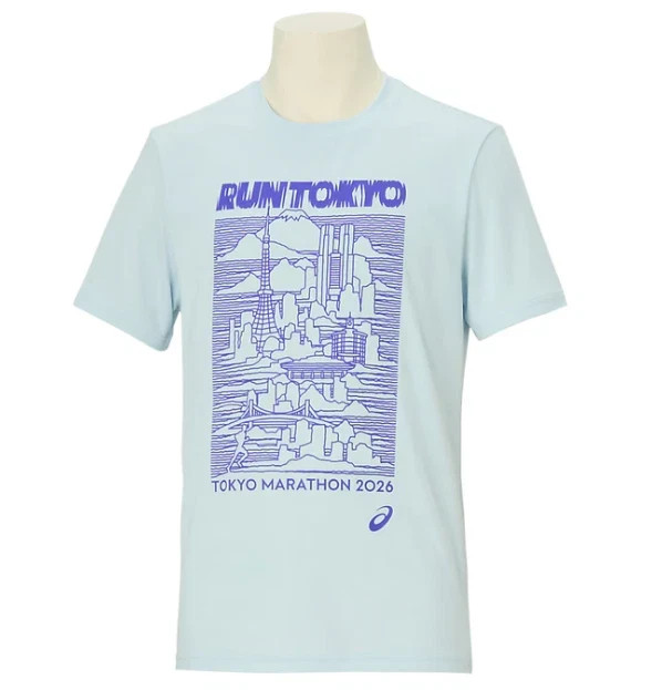 東京マラソン　TOKYO MARATHON 2026 RUN TOKYO シャツ 2026 Official ASICS Tokyo Marathon Graphic Running T-Shirt Run