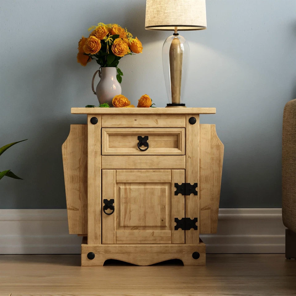 Corona Magazine Table 1 Drawer Mexican Solid Waxed Pine Rack Storage Unit - Image 3 of 4