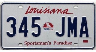 99 CENT SALE Louisiana AMERICA 250 License Plate #345 JMA No Reserve