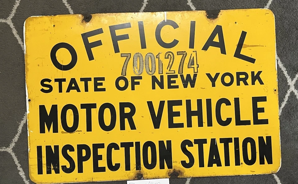 Letrero de inspección de motores del estado real de Nueva York garaje de gasoil de doble cara "36x24" Foto 3 de 4