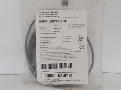 BAUMER IFRM 06P33G1/L  INDUCTIVE SENSOR PNP NC 12-30VDC NIB