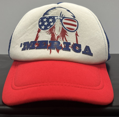 'Merica Snapback Trucker Hat Multi One Size Adjustable Mesh Back Outdoor Printed