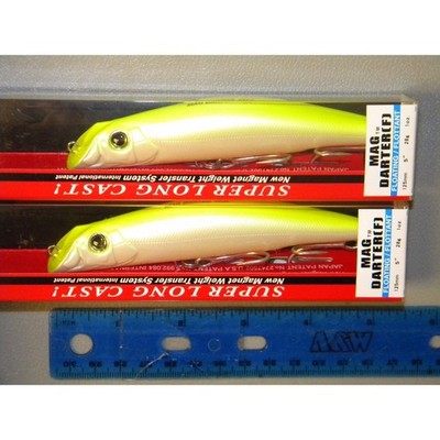 Yo-Zuri Mag Darter 5'' Shallow Diving Striper Lure R1144-PCL Chartreuse Lot 2
