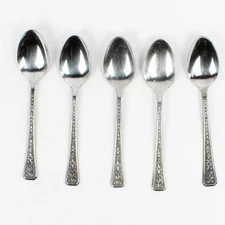 Lot Of 5 Interpur Florenz (Stainless) Flatware Teaspoons