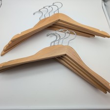 Set of 10 Wooden Coat/Suit Hangers with Notches - Unbranded