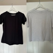 F&F Women?s Gym T-Shirt Bundle - White & Black Crew Neck Short Sleeve - UK 12
