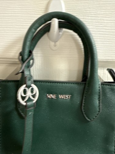 Nine West Satchel Shoulder Handbag Purse Crossbody Lovely Flat Teal Green - Picture 2 of 10