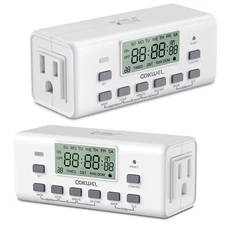Digital Timer Switch - 2 Pack, 7 Day Programmable, 10 On/Off Settings, 24-Hou...