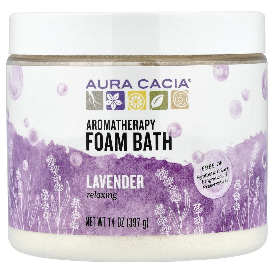 Aura Cacia Aromatherapy Foam Bath Relaxing Lavender 14 oz 397 g Not Tested on