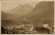 RPPC Banff Village Goat Mountain vintage postcard r318