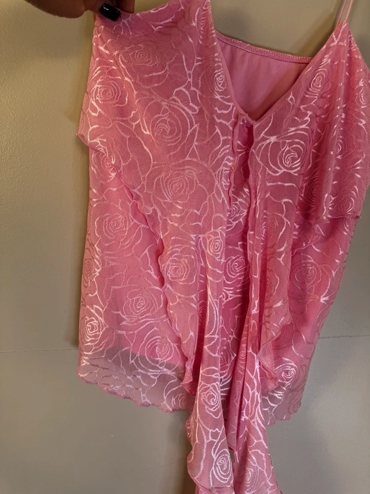 F21 X SHEIN XL розовый цветочный кокетка кукла Cami ассиметричный Y2K Clubwear Топ - Изображение 3 из 4