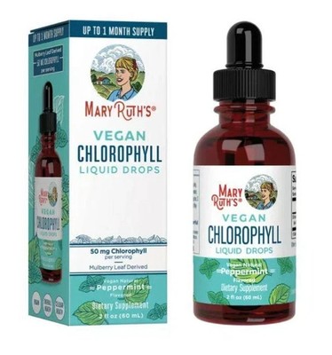 Mary Ruth's Chlorophyll VEGAN Liquid Drops Peppermint Flavored 2 Fl Oz (60ml)