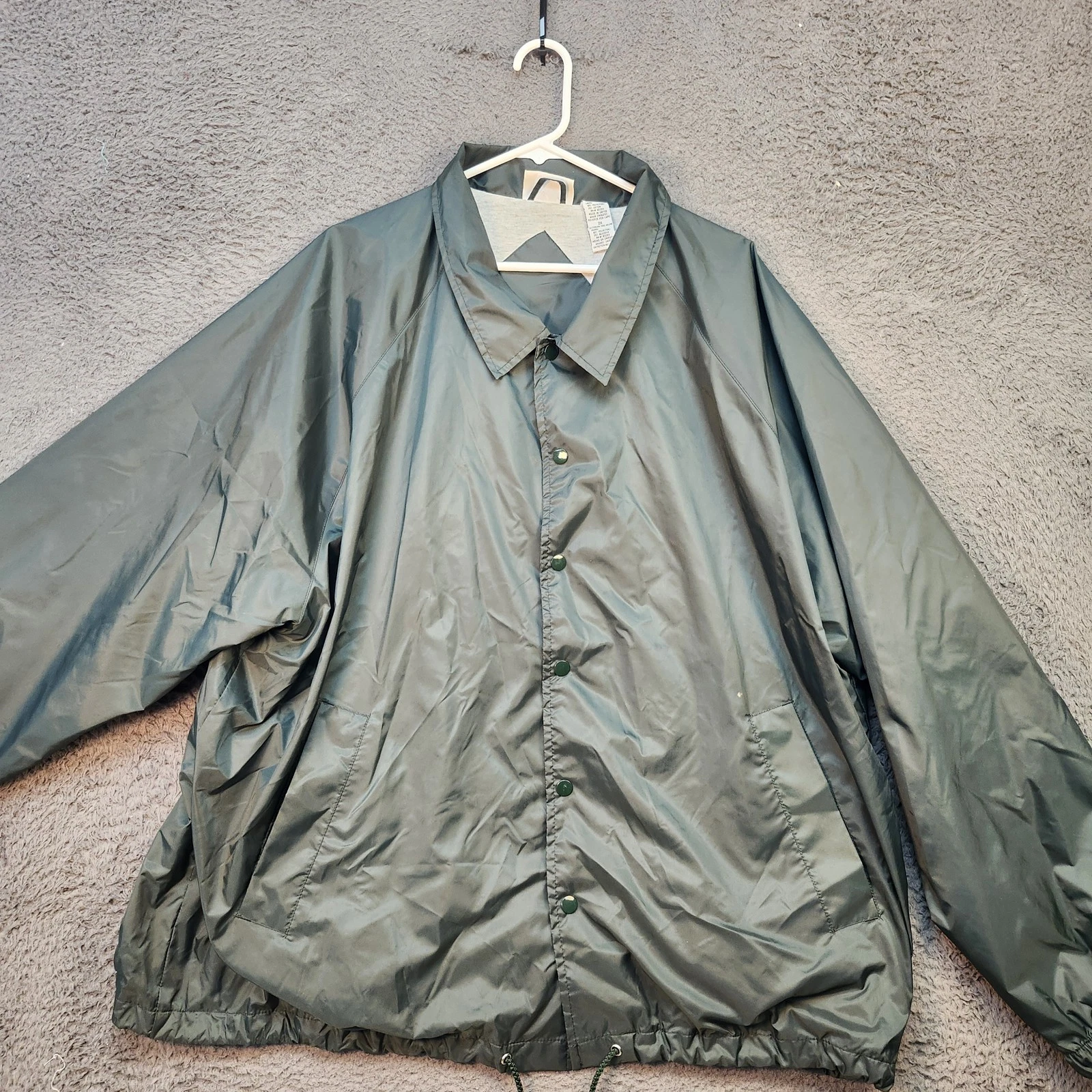 Giacca Athletech Uomo 2XL Verde Nylon Snap Foderata Frontale Giacca a Vento Stile Coach