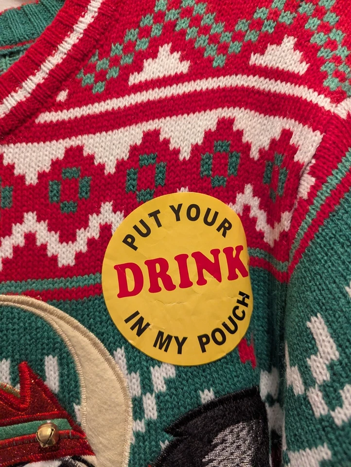 Christmas Men's XL (46-48) Cow Ugly Sweater With Bells And Beer Pocket NWT - Image 4 of 4