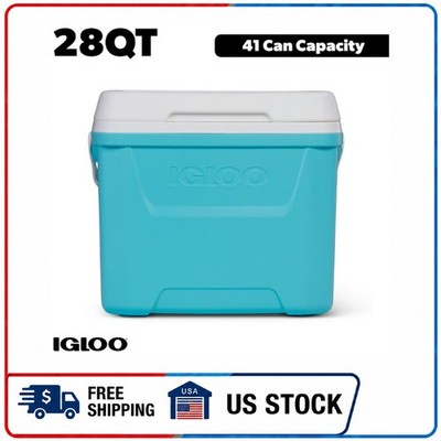 Igloo 28 QT Laguna Hard-Sided Ice Chest Cooler, Aqua Blue and White