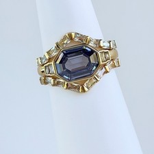 Bomb Party December 3pc Ring Sz 9 &ldquo;A Generous Love" Light Tanzanite CZ on Gold