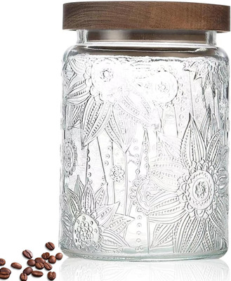 24 OZ Airtight Glass Storage Jar with Bamboo Lid - Vintage Glass Jar Vintage Foo
