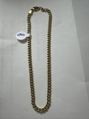 14 Kt Yellow Gold  8 1/2   Bracelet , Cuban Style Link , 4 Millimeters Wide
