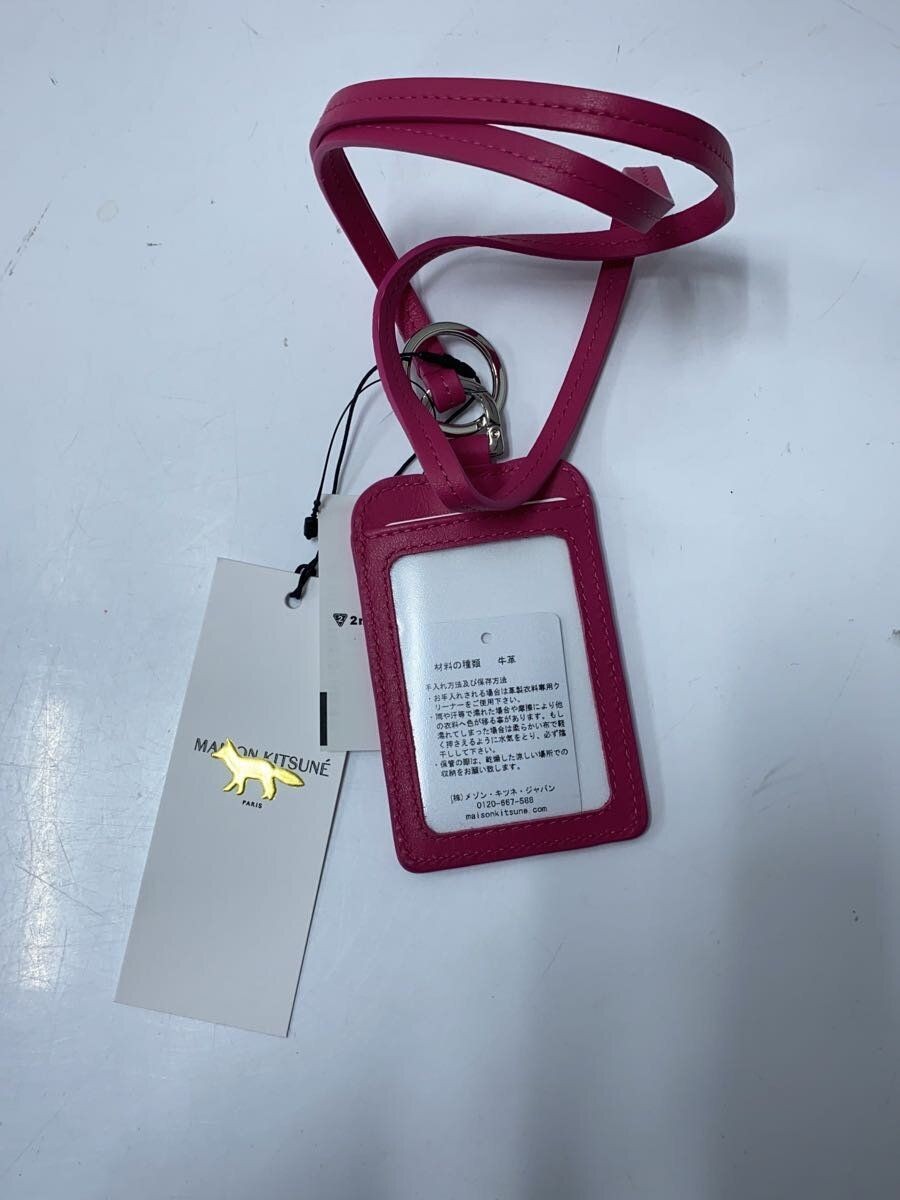 MAISON KITSUNE Women's Card Case Leather Neck Holder Pink