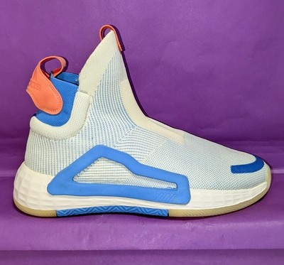 Adidas N3XT L3V3L Basketball Shoes Laceless White Gym Blue F36282 Mens Size 8.5