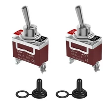 2Pack 30A 12V Toggle Switch Heavy Duty SPST 2Pin Waterproof Cover ON/OFF Kit
